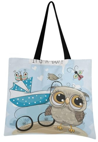 KAAVIYO Vogel Junge Tier Baby Eule Einkaufstasche Faltbar Wiederverwendbare Tragbare Aufbewahrung Stofftasche Dauerhaft Handtasche für Frauen Mädchen