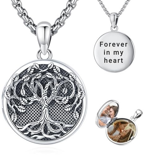 Eusense Pendentif arbre de vie en argent 925 Collier Pendentif Ouvert pour Photos Cadeau pour Femmes Filles