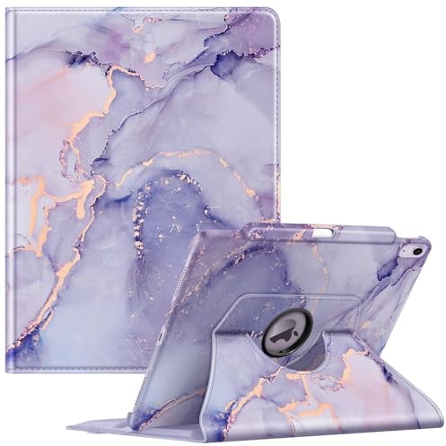 Fintie Hülle für iPad Air 13 Zoll (M3) 2025, (M2) 2024 mit Pencil Halter - Schutzhülle Cover mit 360 Grad drehbarem Ständer und Auto Schlaf/Wach Funktion, Lila Marmor