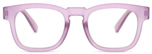 KOOSUFA Stylische Bunte Brillengestelle Damen Herren Bonbonfarbene Brille Fake Dekobrille Nerdbrille Brillenfassung ohne Stärke Durchsichtig Lila