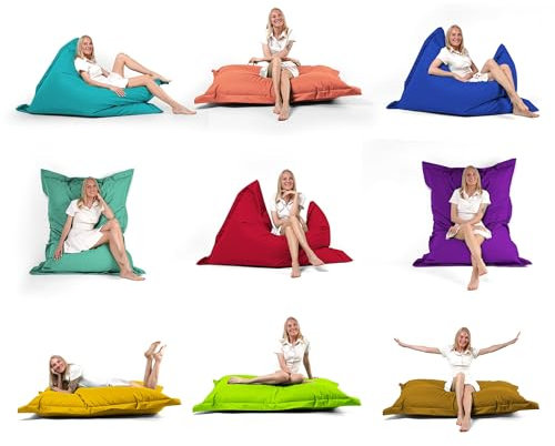 Nadimaideal Sitzsack Rechteckig 2 in 1 Funkttion Legen & Setzen für Kinder, Teenager & Erwachsene | Indoor & Outdoor | Sitzkissen - Beanbag | Füllung EPS Perlen (Dunkelgrün, L - 100 X 145 cm)