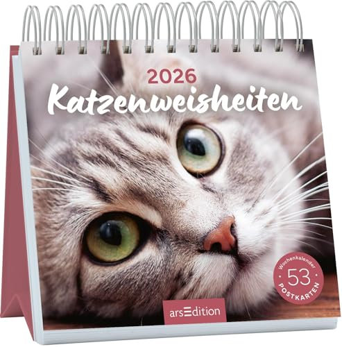 Postkartenkalender Katzenweisheiten 2026: Wochenkalender 2026, 53 Postkarten für Katzenfans