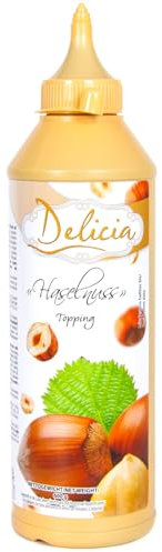 Haselnuss Dessertsauce | Verführerischer Topping in einer 600g - Flasche | Delicia Dessertsoße - Vielseitige Verwendung - Entfalten Sie Ihre Kreativität