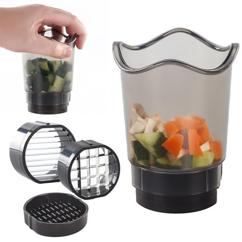Coupe Fruits, Trancheuse de Fruits Legumes Manuel Trancheuse de Pomme Multifonction Gadgets de Cuisine Cup Slicer Trancheuse Fraise pour Fraises Bananes Oufs Légumes Coupe Tasse, 1 Pièce, Noir