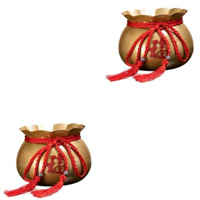 HEMOTON 2 Pièces Vase doré Rustique Pots de Fleurs intérieurs jardinière Chinoise décor de Pot de Fleur de Fleurs d'intérieur s de Chinois Vase de Style Chinois Fer forgé