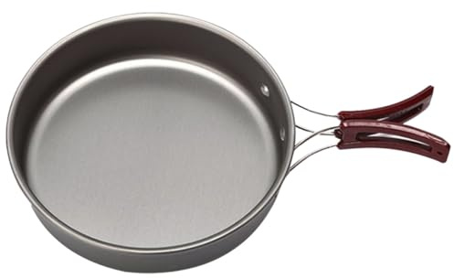 Outanaya Poêle de Camping Poêle à Œufs Portable Multifonction en Alliage D'aluminium Argenté, Antiadhésive et Résistante à l'usure pour Usage Professionnel et Domestique