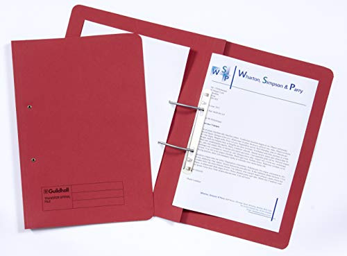 Exacompta - Ref 211/7005Z - Guildhall - Spiral File, 355 x 250mm, 420gsm Durable Heavyweight Sprint Manilla, Suitable for Foolscap Documents - Red, Pack of 25