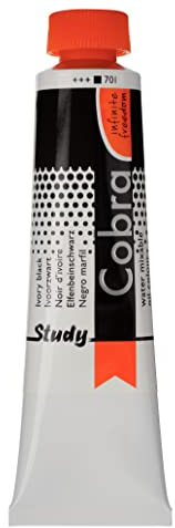 Cobra Royal Talens Artists' Water Mixable Oil Color, 40 ml Tube, Ivory Black (25057010)