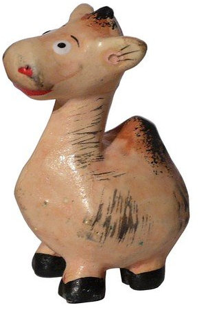 Wogeka Kleines bemaltes Kamel Holz Tier Figur Dekoration Handarbeit Schnitzerei Geschenk-Idee Afrika KTier 23