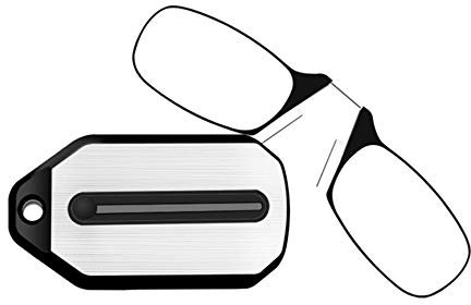 GEMSeven Mini Folding Clip Nose Lesebrille Mit Schlüsselanhänger Fall Schwarz Unisex Erwachsene Lesebrille