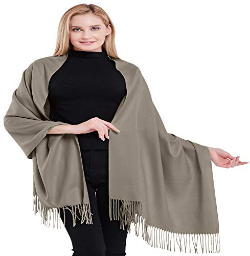 CJ Apparel Helles Französisches Beige 100% Kaschmir Zweilagige Schals Pashmina Handgemacht in Nepal Schultertuch Schal Umschlagtuch NEU