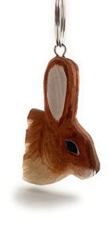 Onwomania - Hase Kaninchen Feldhase - Handmade Holz Schlüsselanhänger, ideal als Geschenk z.B. für den besten Freund, die beste Freundin, Mama - Für Männer, Frauen & Kinder
