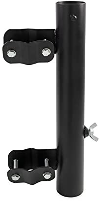 Camco RV Ladder Mounted Flagpole Holder | Allows for a Flag to Fly from Your RV's Ladder | Compatible with Most RV Ladder Rails (51612), Black