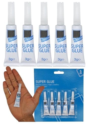 5Pcs Super Glue with Pin Point Nozzle, Fast-Setting Thick Gel Adhesive for Hard Plastic, Rubber, Metal, Leather, DIY Crafts, Pottery, Impact Tough, Waterproof
