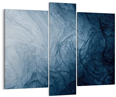 Moderne Impression sur Toile Eau Bleu Peinture Image Tableau Decoration Murale 95x80cm Deco Cadre Décoration Salon Chambre Triptyque 3 parties Grand Tableaux Decoratifs Muraux Art Wall CB95x80-5106
