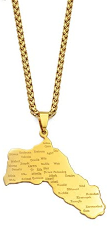 Karte Halskette - Big Size Charms Kurdistan Anhänger Halsketten Damen Herren, Kurdischer Schmuck, Verstellbare Kette, Ethnische Region, Mode, Hiphop, Einzigartiges Personalisiertes Accessoire Für J