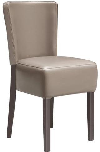GGMMÖBEL 2-er Set Luca Full | Bistrostuhl | Taupe | Leder | Gestell: Holz/Wenge | Sitzhöhe: 49cm
