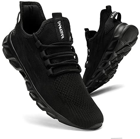 CAIQDM Herren Laufschuhe Sneaker Outdoor Sportschuhe Turnschuhe Männer Joggingschuhe Atmungsaktiv Running Shoes Men Walking Schuhe Freizeitschuhe Fitness Schuhe Schwarz 43 EU