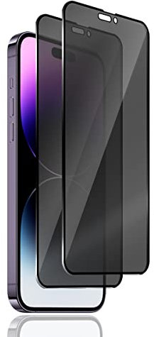 Yiunssy Sichtschutz Schutzfolie für iPhone 14 Pro für Panzer Schutz glas [2 Stück],9H Härte Anti-Spähen Glas Folie/Privatsphäre Schutz/3D-Vollabdeckung/Privacy Panzerfolie für iPhone 14 Pro 6.1