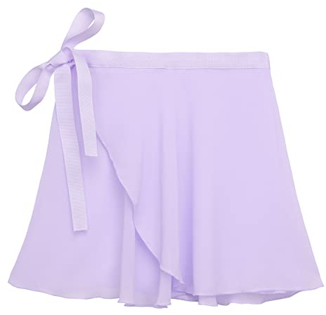 Durio Ballett Wickelrock Mädchen Ballettrock Chiffon Tanz Rock Antistatisch mit Verstellbarer Taillenbindung Helles Lila 110-130 (Tag Size M)
