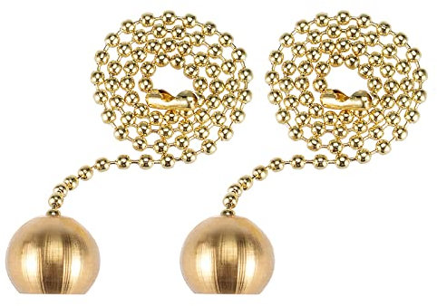 YOKIVE 2Stk Deckenlüfter Ziehkette Kette Dekorative Verlängerungen mit Messing Kugel Lampe Verzierung Ideal für Lüfter Decke Lampe Haus (Golden 12)