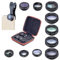 Universal 10 in 1 lens kit Wide Angle Mobile Phone camera lens Attachments, Macro lens, Fisheye lens, Kaleidoscope 3/6 lens CPL/Flow/Star/Radial Filter Clip-on for iPhone Samsung Most Smartphone