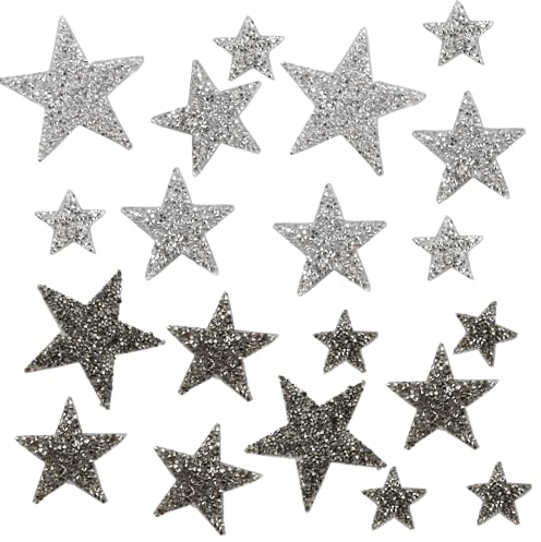 MytaYt 20 Stück Bügelbilder Strass Bügelbilder für Textilien Strass Aufbügler Strass Applikation Zum Aufbügeln für Kleidung, Jeans, Taschen 8/6/4 Cm