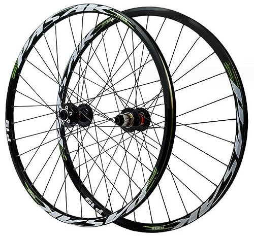 ZECHAO Steckachse 26/27,5/29 Zoll MTB Laufradsatz,Vorne 2 Hinten 4 Lager Mountainbike Scheibenbremsrad for 7/8/9/10/11/12 Gang Kassette Wheelset (Color : Green, Size : 26inch)