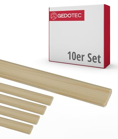 Gedotec Sockelleiste - Holzbretter zum bauen Hohlkehlleisten aus Holz 100 cm | 10 Stück 14 x 14 mm | BASIC | vielseitiger Kantenschutz und Holz zum Basteln von verschiedenen Objekten | Holzleisten