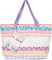styleBREAKER Große Strandtasche mit buntem Azteken Boho Muster | Damen Schultertasche mit Reißverschluss & Extra-Täschchen | 57,5 x 40 x 15 cm, Farbe:Flieder-Creme