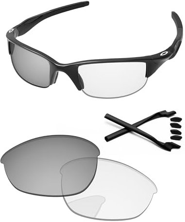PapaViva Verres de rechange pour lunettes de soleil Oakley Half Jacket 2.0 OO9144 62 mm, Eclipse Silver Shield Photochromique, Half Jacket 2.0