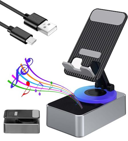 Bluetooth Audio Power Phone Holder, Audio Power Bank, Bluetooth Call Speaker, Multifunctional, Foldable, Rotating Desktop, Easy Installation (Grey)