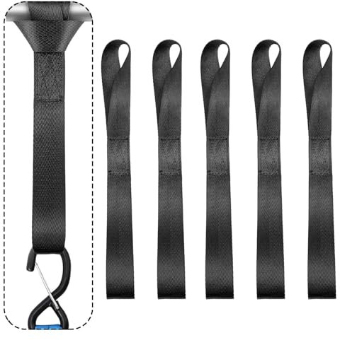 GisWell Lot de 6 sangles d'arrimage de chargement, doubles boucles d'arrimage, compatibles avec Voiture, Camionnette, SUV, Motocyclette, Vélo, ATV, UTV, Remorque, Noir, Nylon