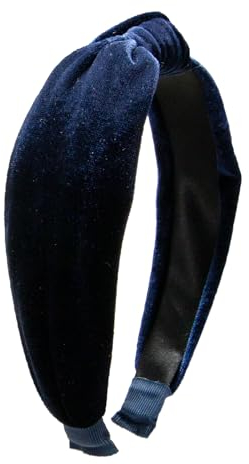 Alpenflüstern Trachten-Samt-Haarreif Knoten - Damen Haarschmuck, Haarband rutschfest fürs Dirndl (blau) ADV153