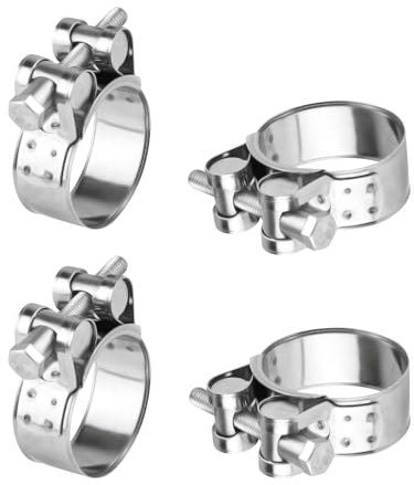 4 Pz Fascette Metalliche, Fascette Stringitubo Inox, Fascette Stringitubo in Acciaio Inox Regolabile 32-35 mm, Fascetta Metallica con Vite, Collare Stringitubo a Bullone per Tubo Acqua Auto Gas