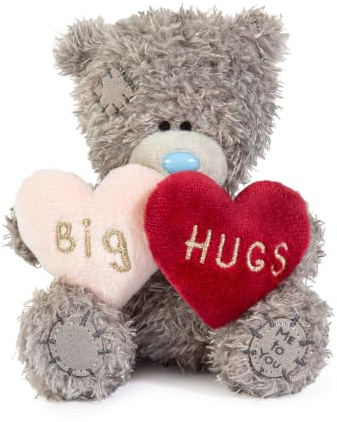 Me To You Tatty Teddy Plush 10cm-High Big Hugs Bear With Padded Faux Fur Hearts - Official Collection