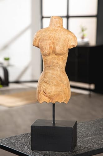 GILDE Skulptur Torso aus Mangoholz, naturfarben, matt, Frauenform, 41 cm hoch, 13 cm breit, 9 cm tief