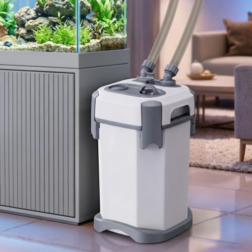 Filtro esterno ultra silenzioso da 2500 l/h con portata regolabile, filtro esterno per acquario bio-funzione multipla con spugna filtrante, carbone attivo, bio-ball per acqua dolce e salata