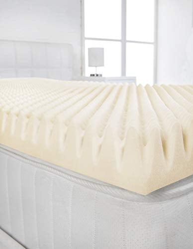 Littens 2 (50mm) Deep Small Double Bed Size Visco Memory Foam Mattress Topper Profile, Egg Shell Crate Box, Orthopaedic, Support, Plain Relief (4ft, 122cm x 190cm)