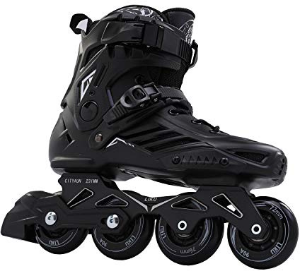 LIKU Fitness Professional Inline Skates Women Men Adult Youth Black (Men 9.5,Women 10.5)