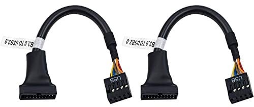 Duttek Cable Adaptador USB 3.0 a USB 2.0, Adaptador de Placa Base USB 3.0 Macho de 19 Pines a USB 2.0 Hembra de 9 Pines, convertidor de Cable Adaptador de Placa Base de 15 cm (Paquete de 2)