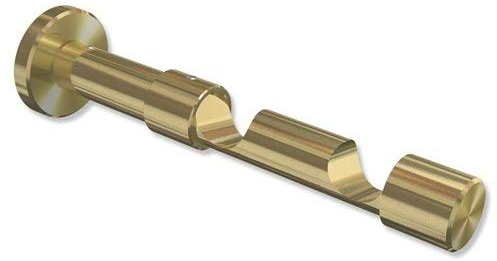 Interdeco Gardinenstangen Doppel-Wandhalter/Träger/Schraubkappen-Halterung Messing Optik 8 und 13 cm Abstand offen 2-läufig 20 mm Ø Prestige