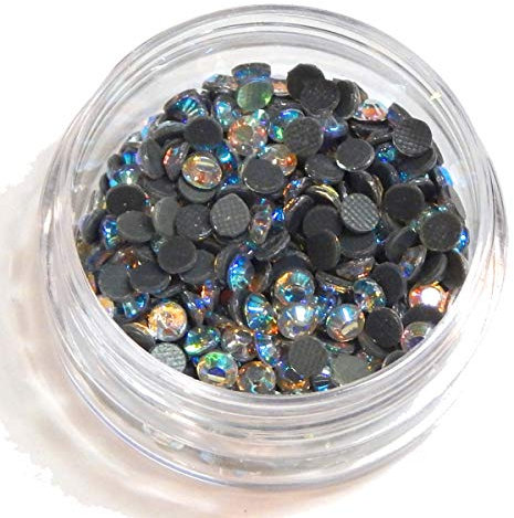 Hotfix Strasssteine, zum Aufbügeln, 2/3/4/5/6 mm mit Sortierbox, Glitzersteine, Glass Strass Perlen, Selbstklebend (Crystal AB, 1,8mm ~ 2mm, SS6, 2000 Stück)