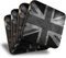 Great Coasters (Set of 4) Square - BW - Vintage Union Jack Flag Distressed Drink Glossy Coasters/Tabletop Protection for Any Table Type #41563
