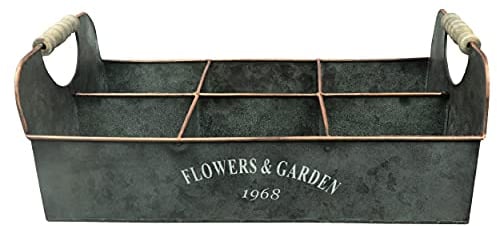 HRB 6-Fach Set Blumentopf Gross Vintage eckig, hochwertiger Metall Blumenständer für Innen und Außen, Topf für Kräutergarten, Flaschenbox