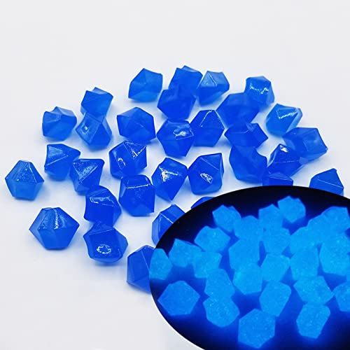 MOGADEE® 300 Dunkelblau Leuchtsteine, Gartendeko Leuchtkiesel, Outdoor Dekosteine, Aquariumdeko Leuchtsteine, Gehwege, Kinderzimmer Dekosteine, Leuchtsteinkiesel(Wasserkastanienform)