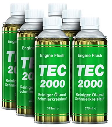TEC 2000 6 x Engine Flush 375ml | Entretien du Moteur | Rinçage du Moteur et des Boues d'Huile pour Moteurs à Essence Diesel ou à Gaz | Additif de Nettoyage du Moteur | Rinçage Sûr du Système d’Huile