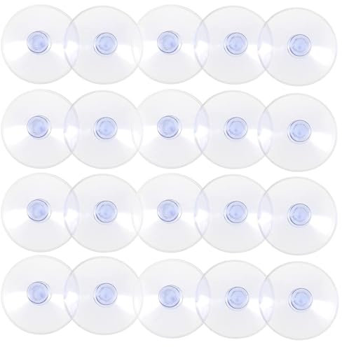 QESSUVNC 20 Stück 35mm Durchsichtige Saugnäpfe Fenster saugnapf Haken Kunststoff Saugnapf klein Saugnäpfeohne Hake, kleine Pads ohne Haken fenstersaugnapfe für Outdoor, Küche, Bad, Fenster, Spiegel