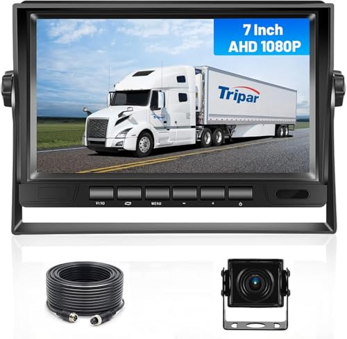 Hikity AHD Rückfahrkamera Set 7 Zoll Monitor IP68 Nachtsicht | 12-24V, 4Pin 15M Kabel, IR-Nachtsicht, für Kfz/SUV/Van/Campingbus/Anhänger.