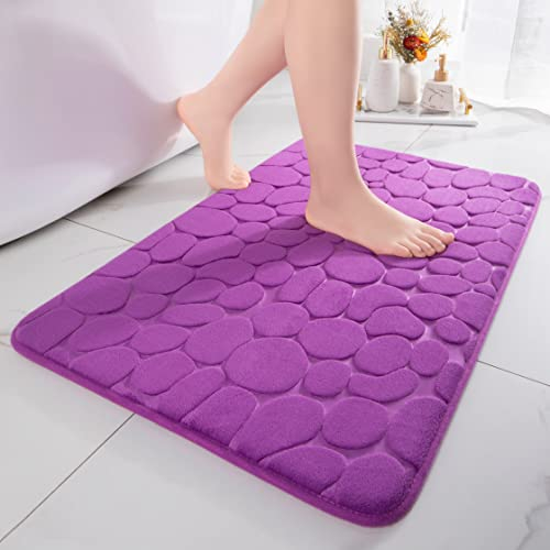 Chakme Tappetino da Bagno in Memory Foam, Assorbente, Antiscivolo per Doccia e Soggiorno, 43 x 61 cm, Viola